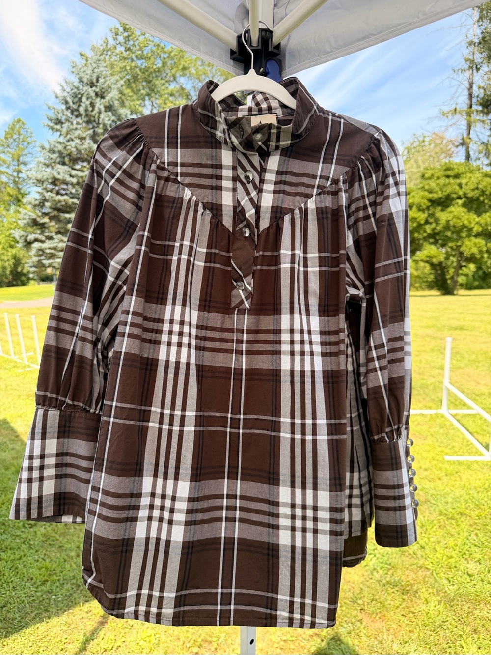 Tuckernuck Brown Plaid Long-Sleeve Women's Popover